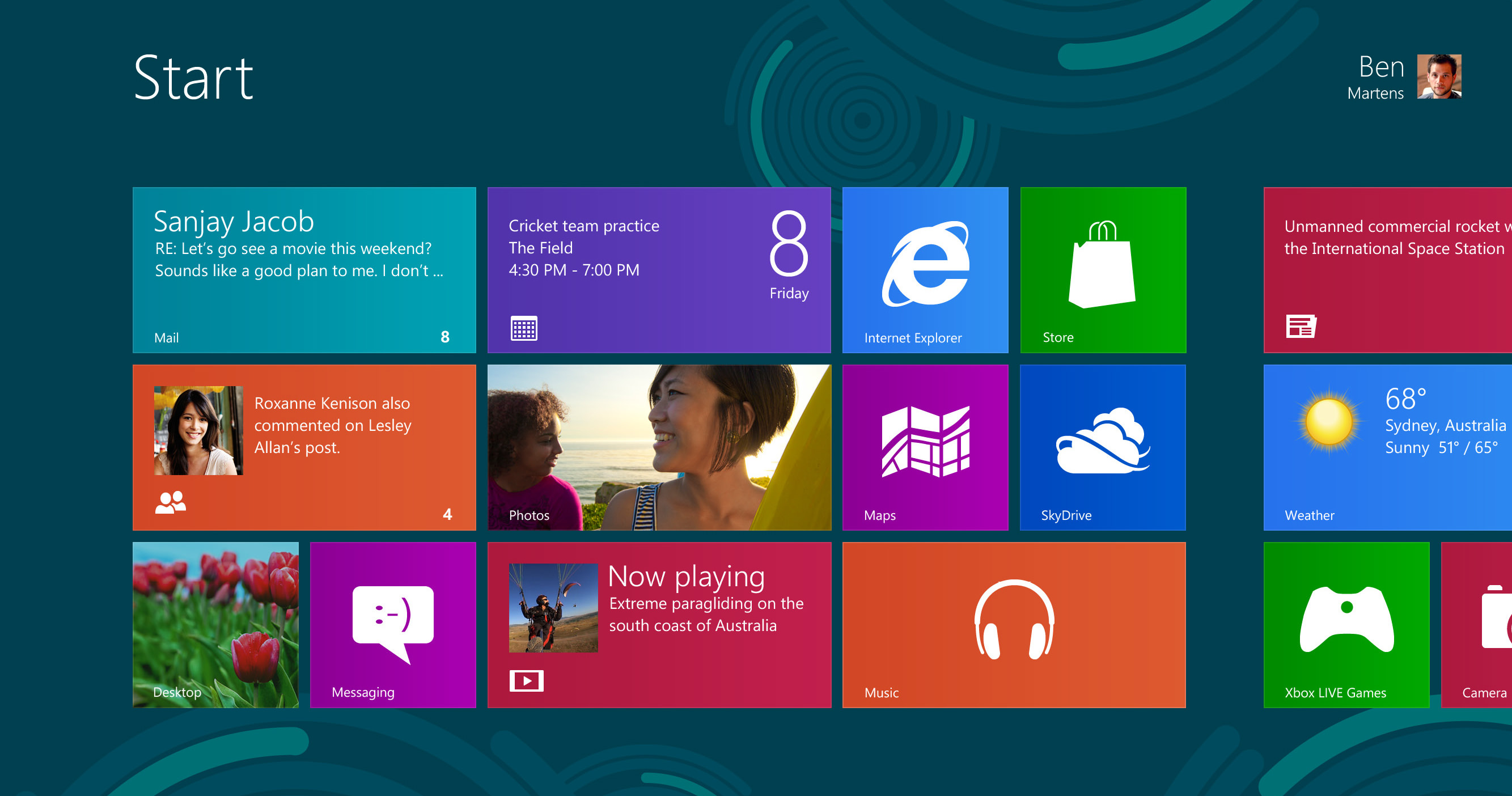 Interfata Metro Windows 8