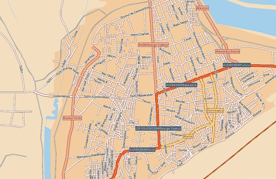 orasul Galati pe harta