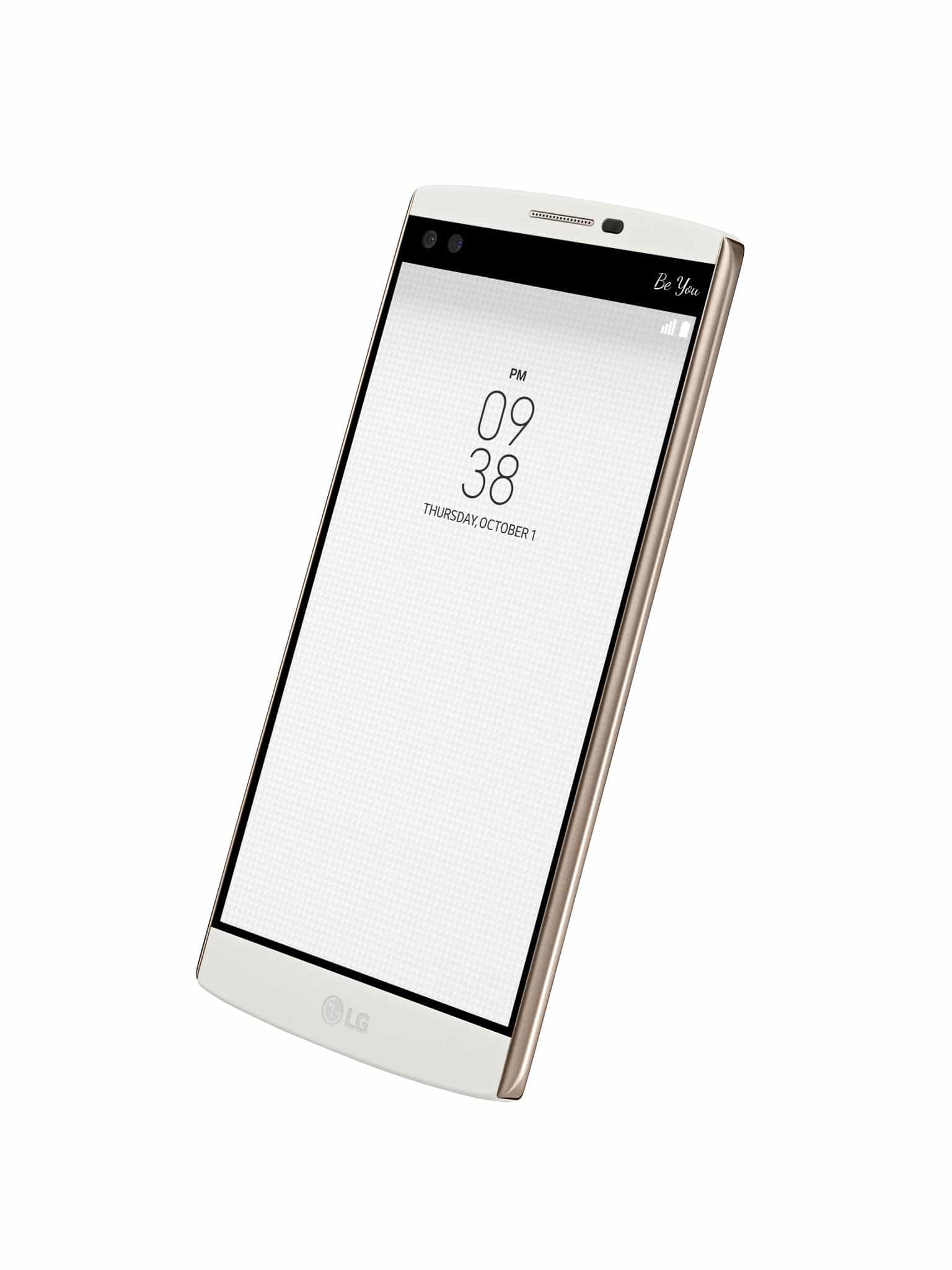 LG V10 fata lateral alb alta perspectiva