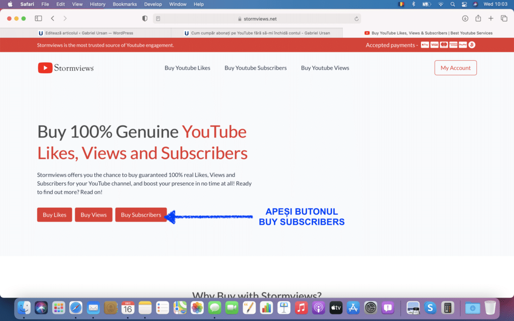 2 Apesi butonul Buy Subscribers