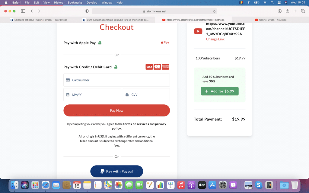 5 Platesti abonatii pe YouTube cu card, PayPal sau Apple Pay