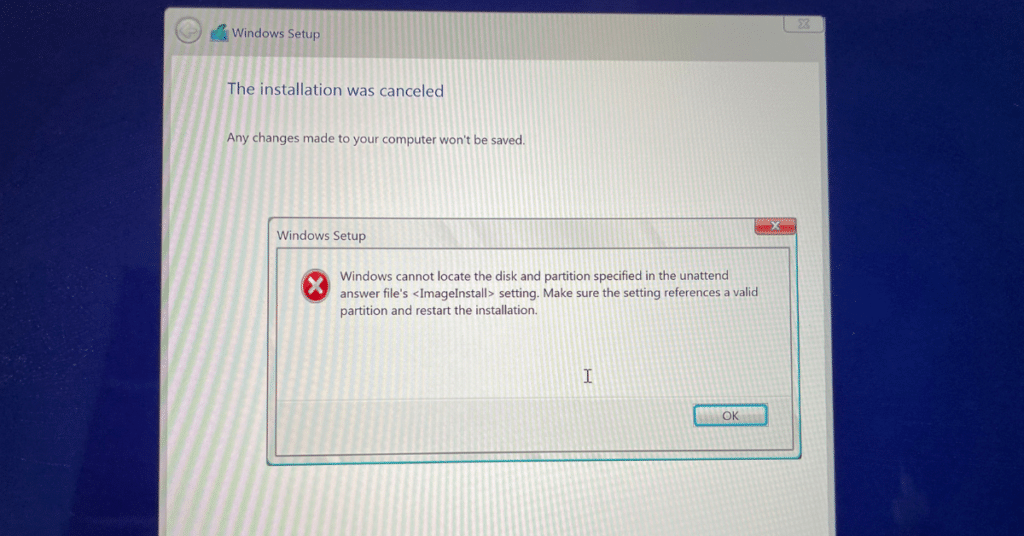 Eroare Instalare Windows pe MacBook